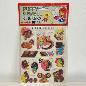 VTG Puffy-n-Smell Stickers 1980s CHOCOLATE Taiwan 1 Sheet Puff Scratch Sniff